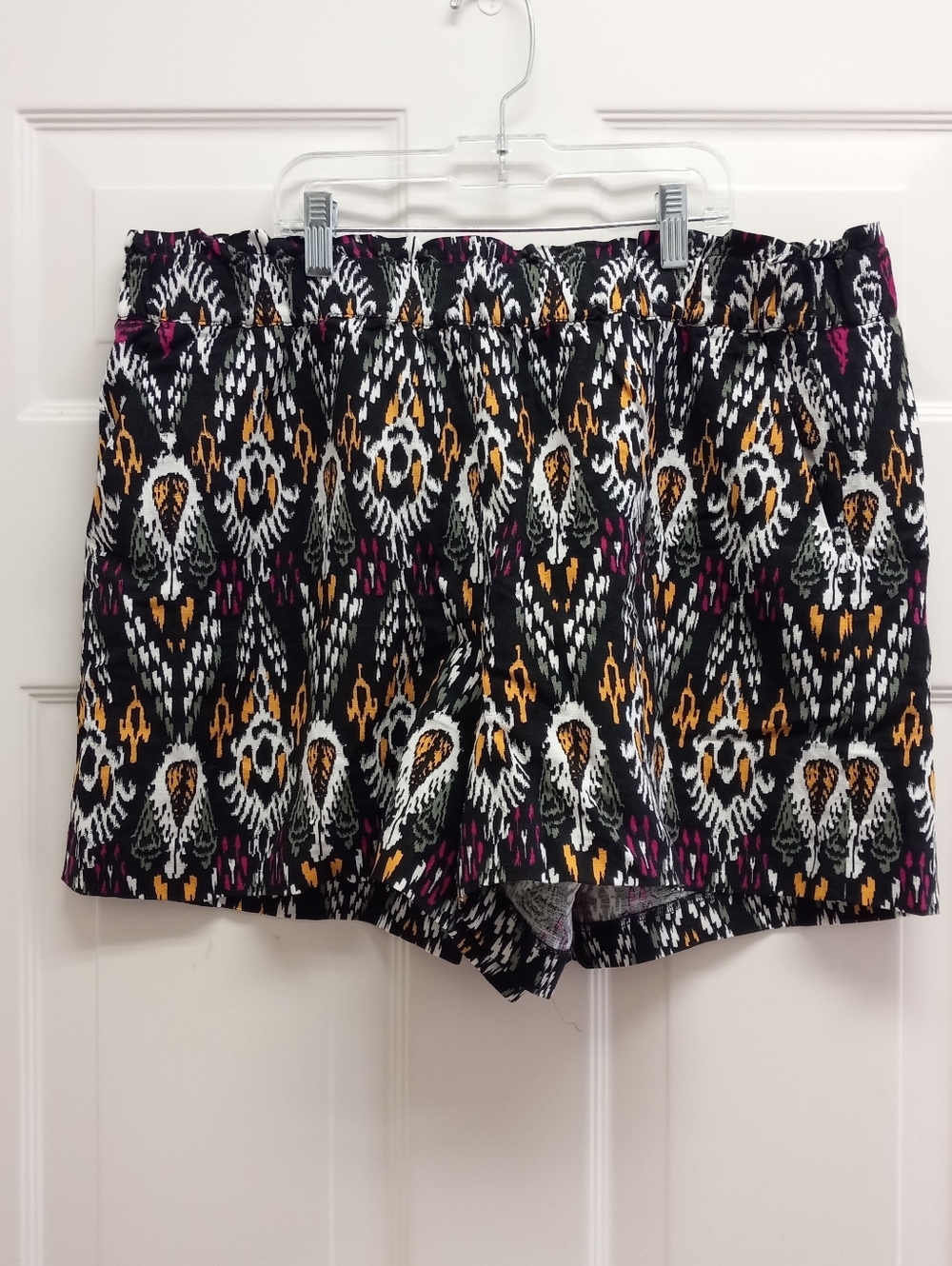 Loft Linen Blend Ikat Tribal Print Shorts Pull On XL Beach Boho Festival Summer